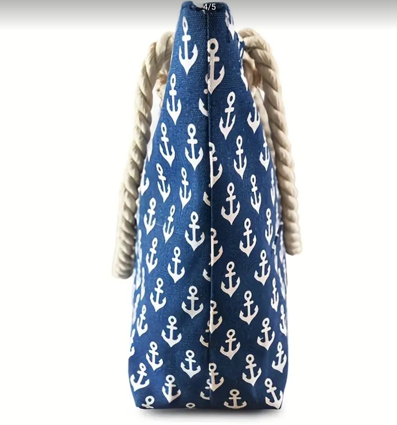 Blue and White Anchor Bag - Nautical Canvas image 3