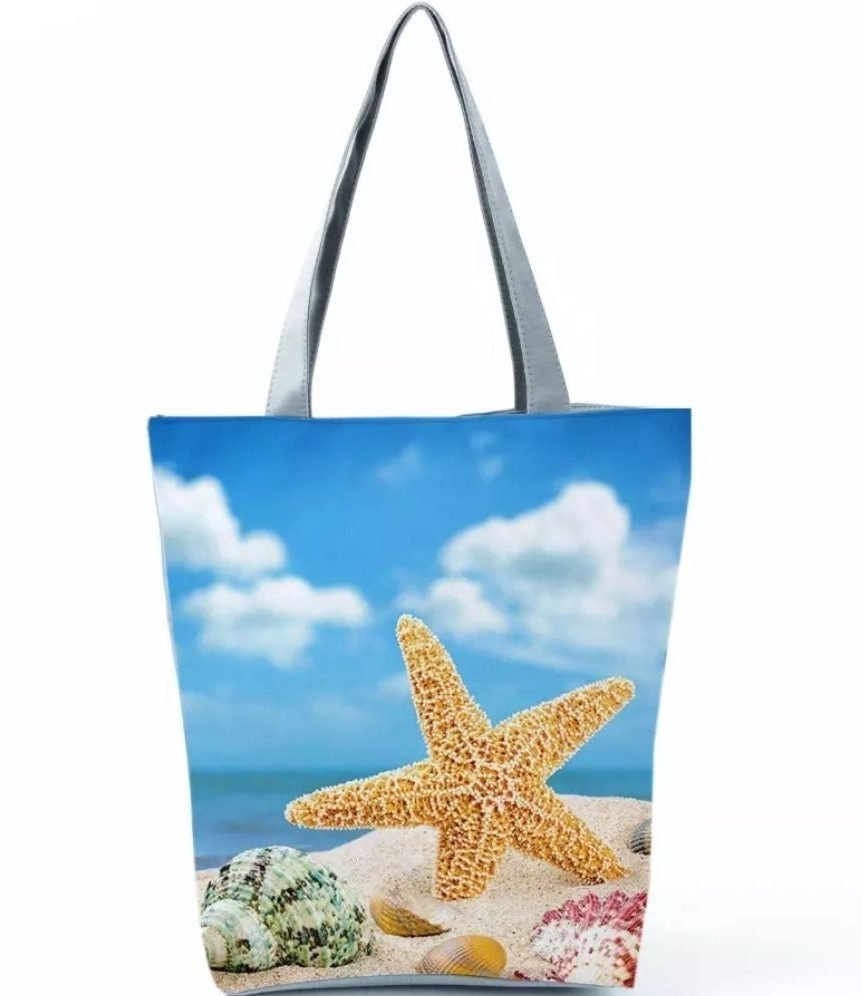 Beach Tote Bag - Sea & Starfish