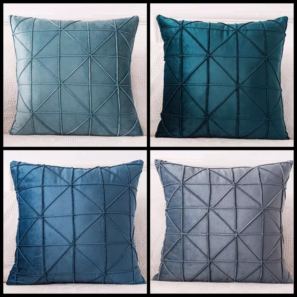 Shades of Blue Velvet Cushion Covers (Set of 4)