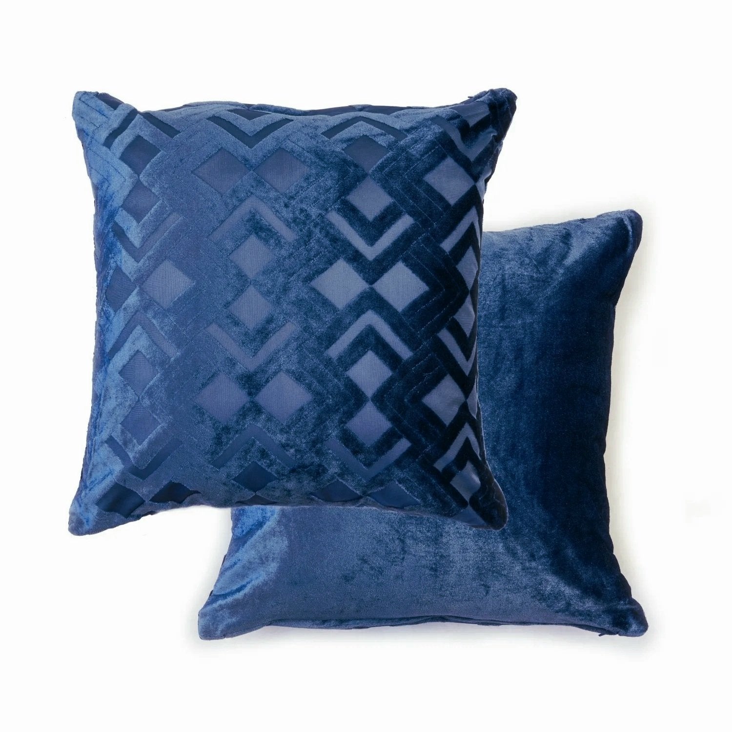 Valencia Crushed Velvet Geometric Blue Cushion Covers 