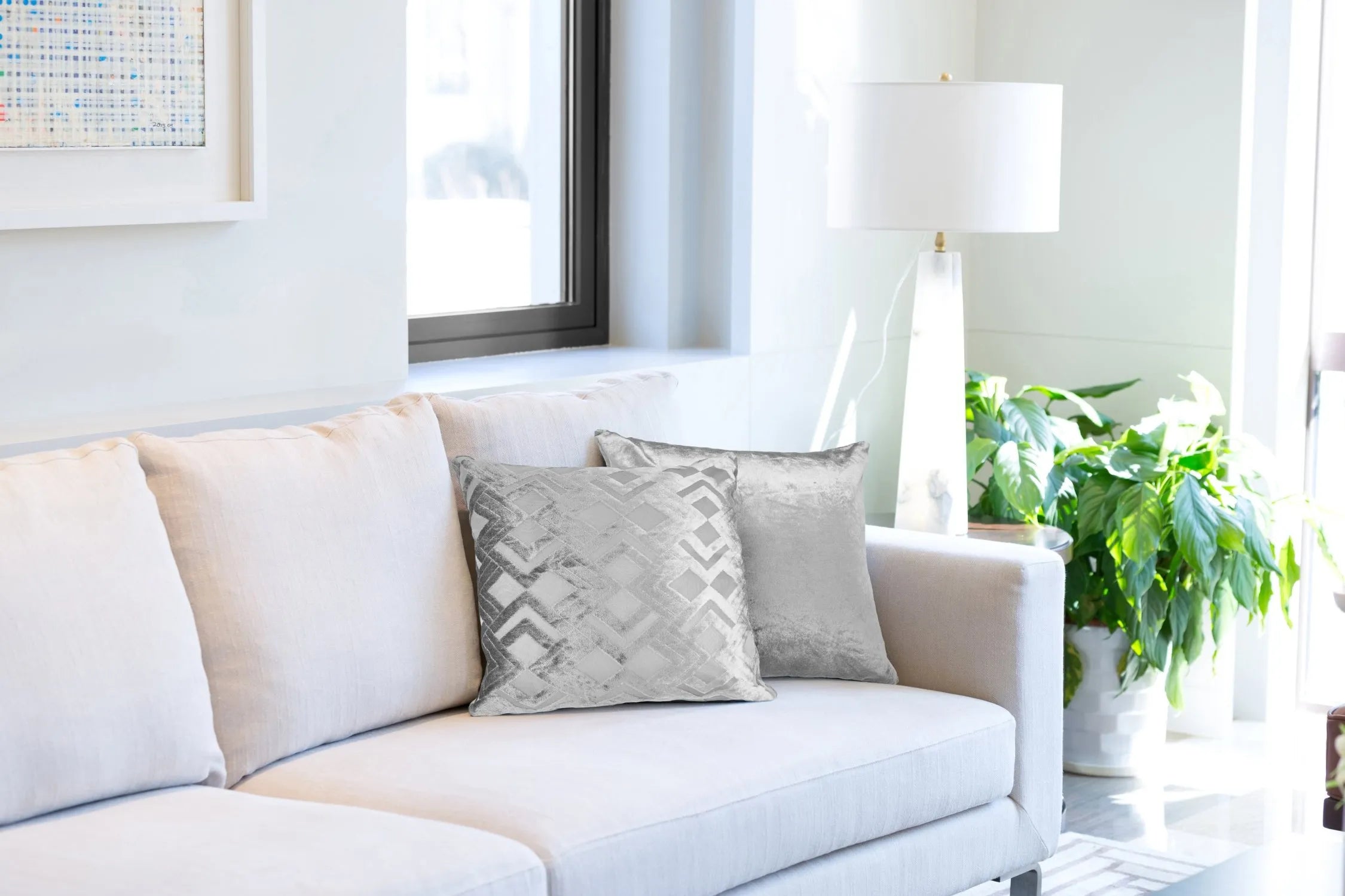 Valencia Crushed Velvet Grey Cushion Covers