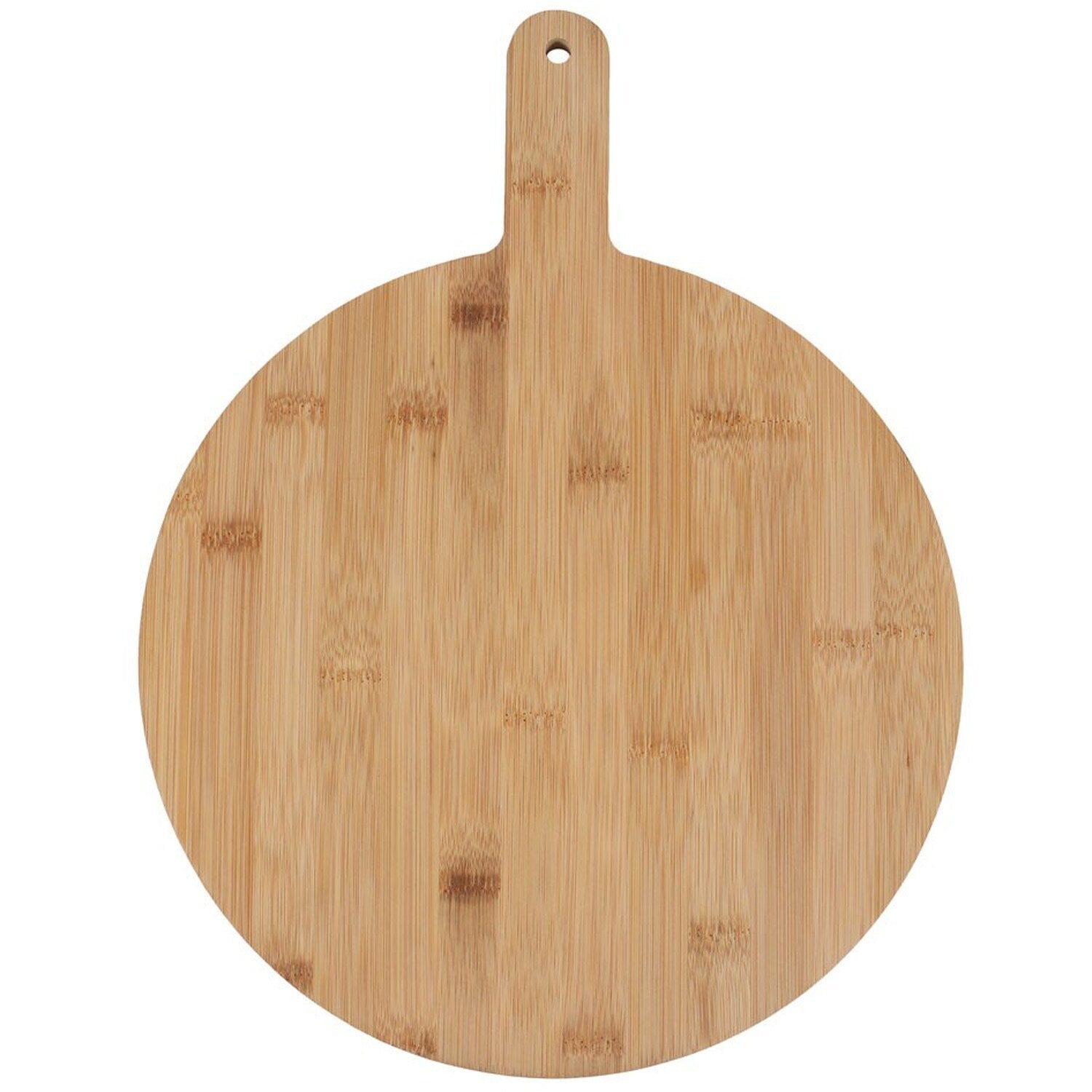 Wooden pizza serving board back on a white background