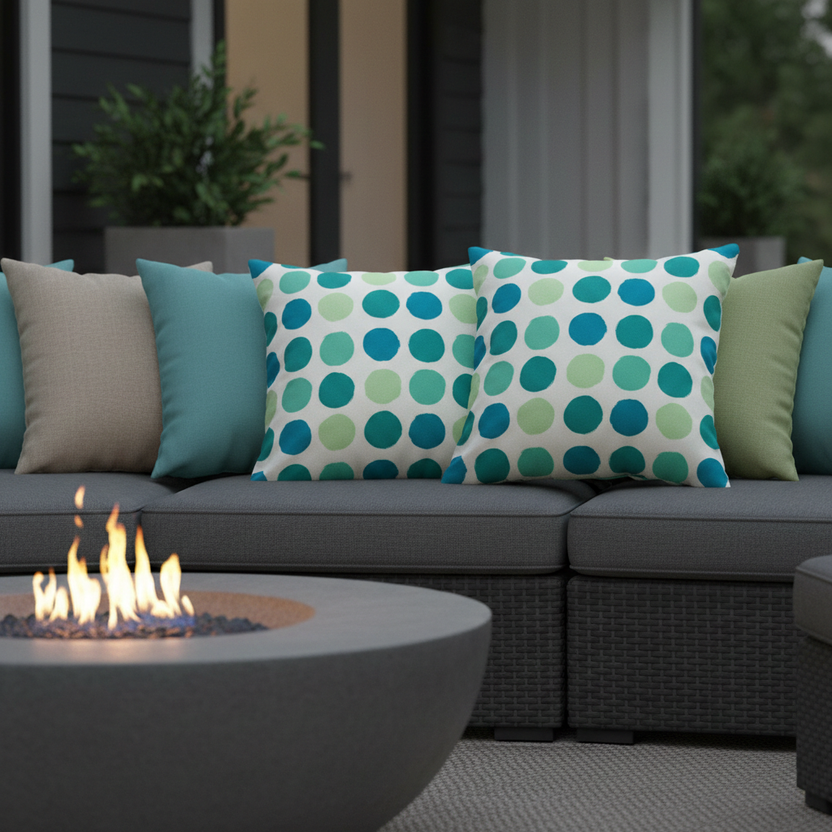 Green Spotted Outdoor Cushion Covers | Waterproof 45cm | Dakoda