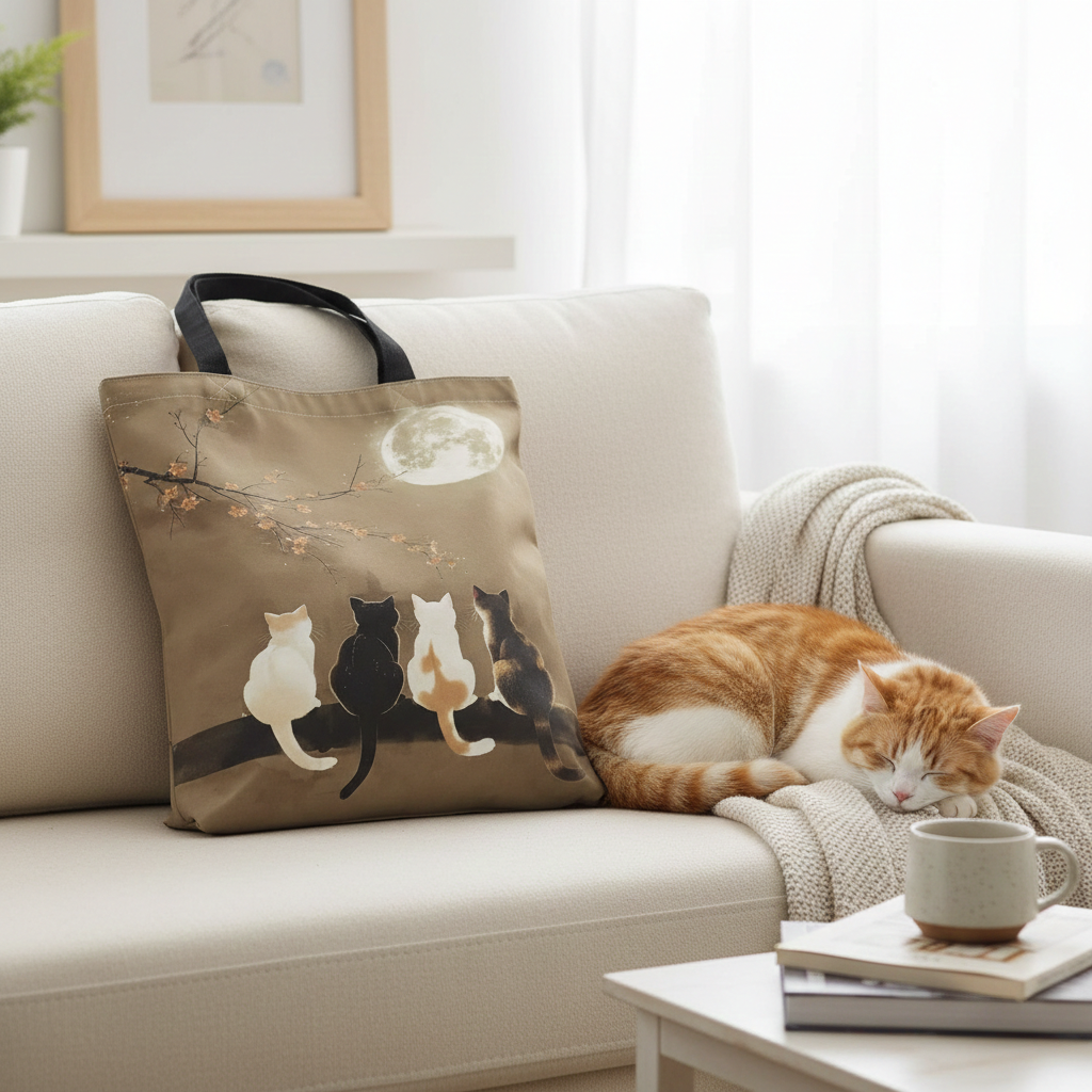 Midnight Cats Bag image wth sleeping cat