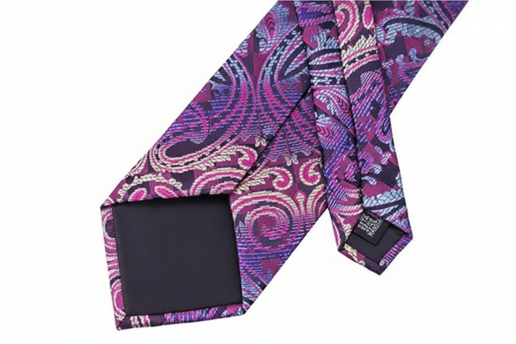Paisley Purple Tie, Handkerchief and Cufflink Set