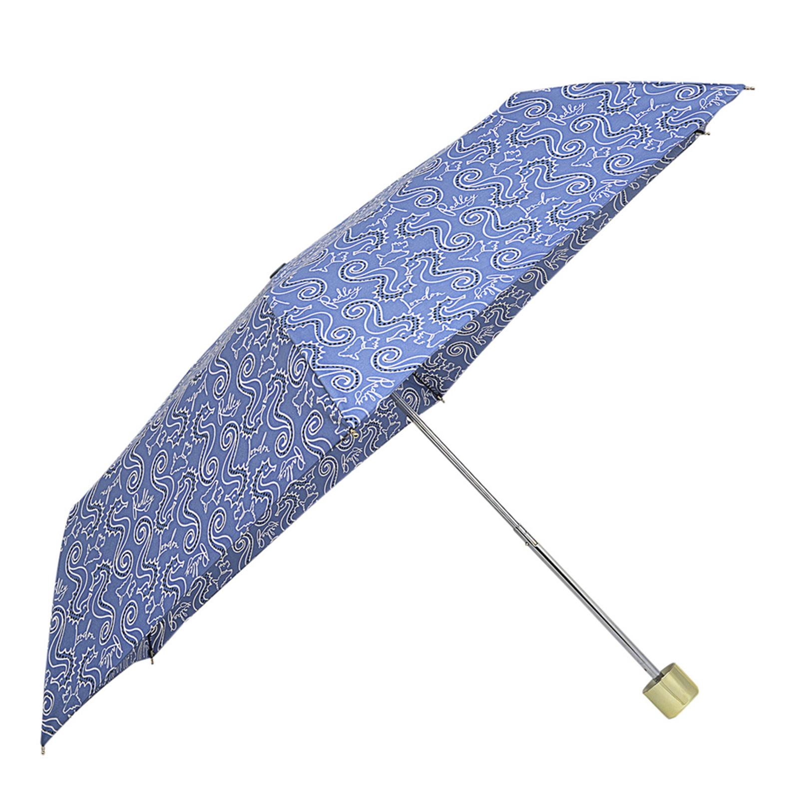 Radley seahorse blue patterned umbrella on a white background