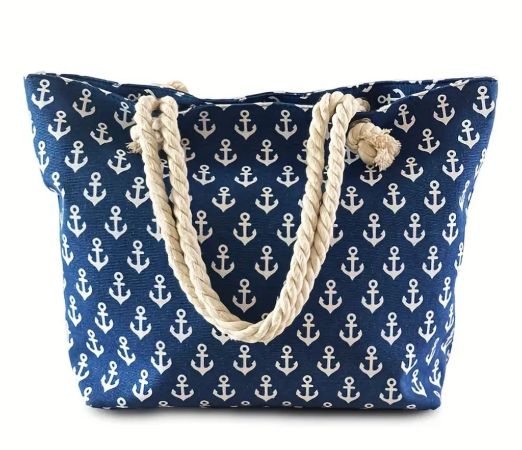 Blue and White Anchor Bag - Nautical Canvas image 2