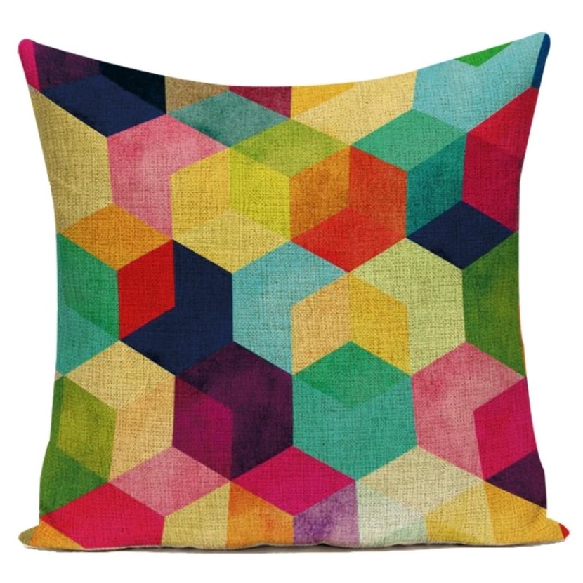 Hexagon Geometric Multicoloured Cushion Covers (Set of 4)