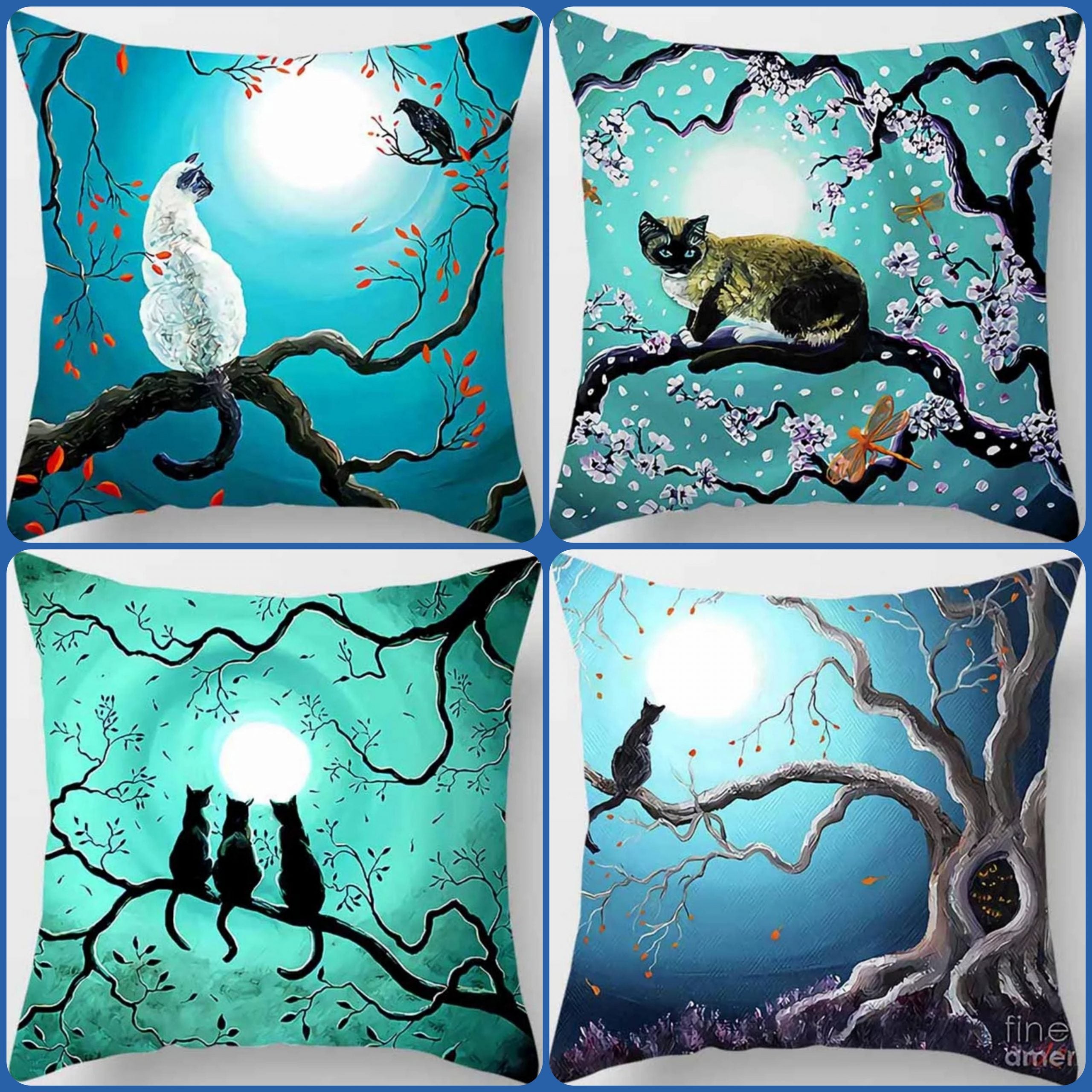 Midnight Cats Cushion Covers (Set of 4) 