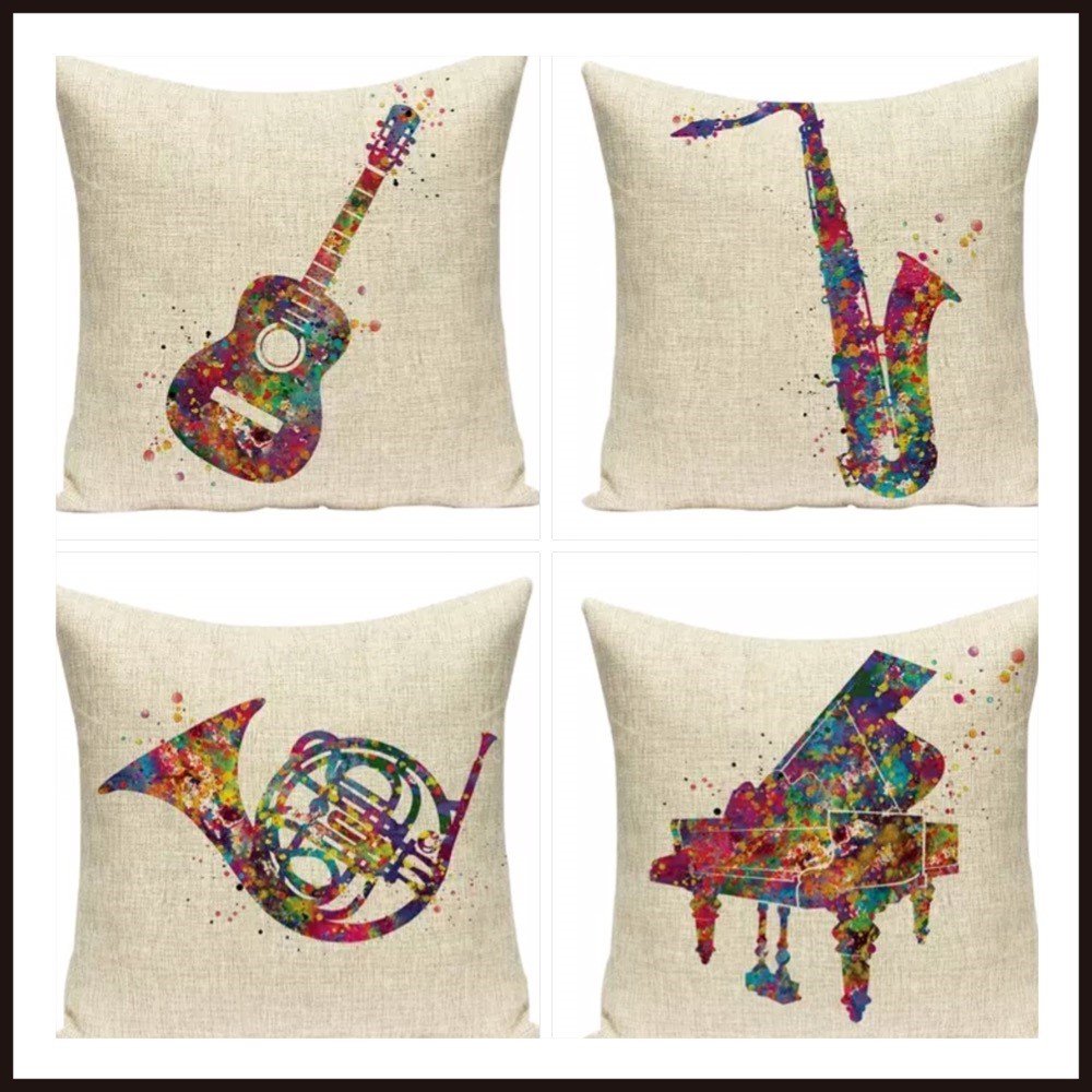 Musical Themed Cushion Covers (Set of 4) 