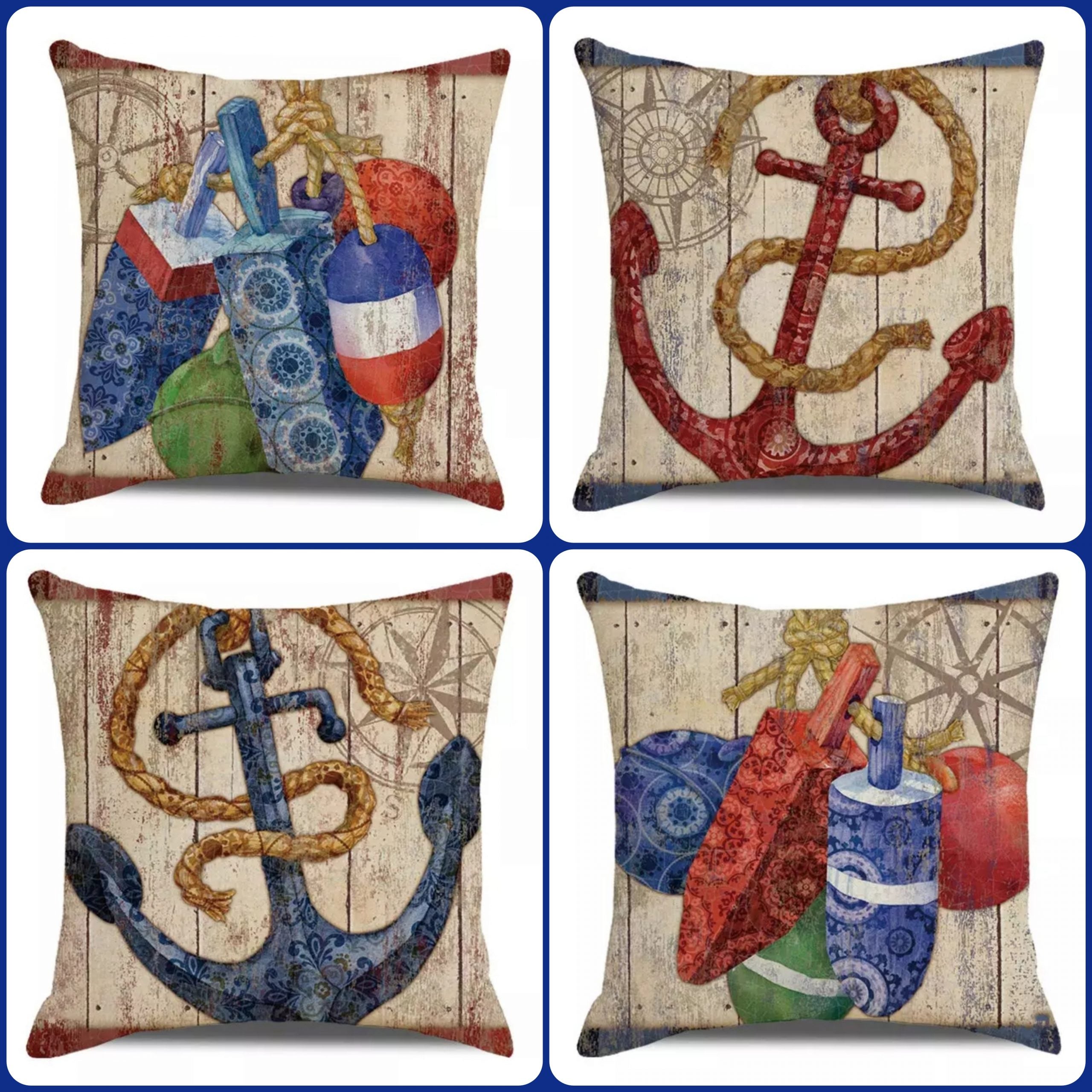 Anchor & Bouy Nautical Cushion Covers (Set of 4) 