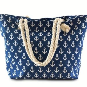 Blue bag with white anchor pattern